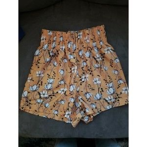 Womens S Floral Silky Paperbag Shorts